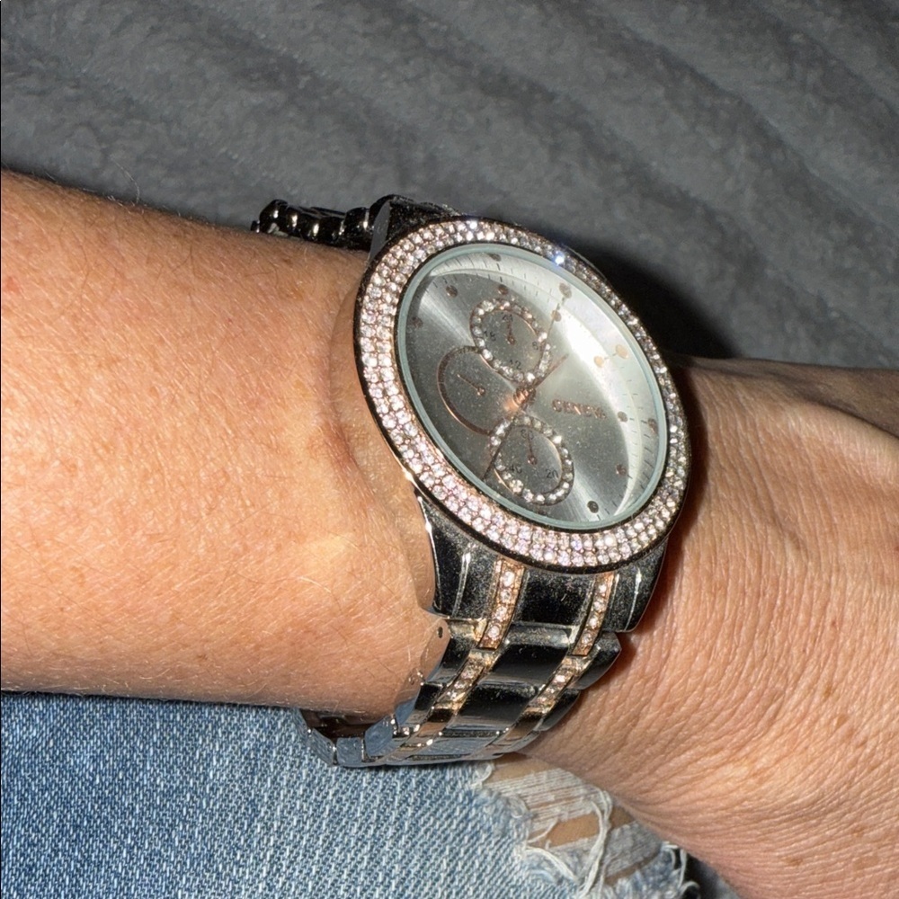 Geneva Silver and Rose Gold Women's Watch - Picture 3 of 11